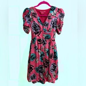 Vintage Betsey Johnson Floral Pink Dress